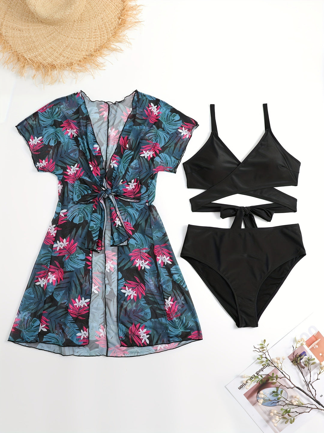 Damen Wickelkleid und Bikini-Set Drune