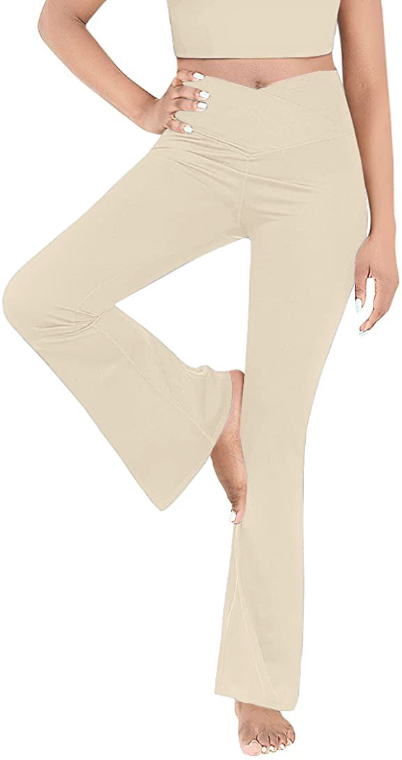 Damen Bootcut Yoga-Hose aus elastischem Material mit hohem Bund Drune
