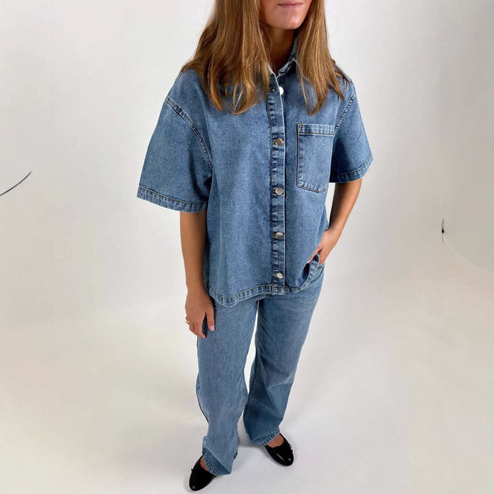 Damen Denim-Hemdjacke im lässigen Oversized-Schnitt Drune