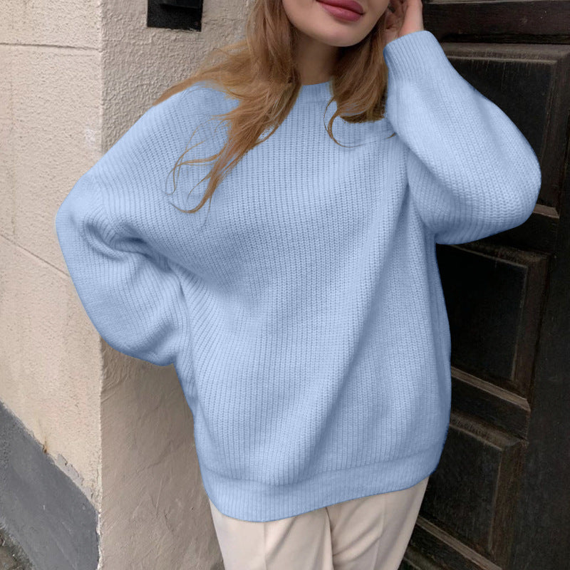 Damen oversized Strickpullover mit lockerem Schnitt und feiner Textur Drune