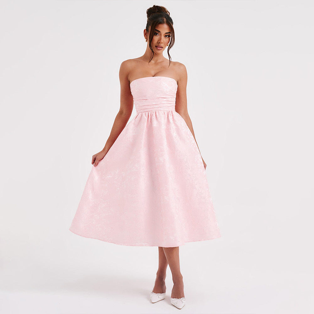 Damen Ballkleid mit schulterfreiem Design und fließendem Rock Drune