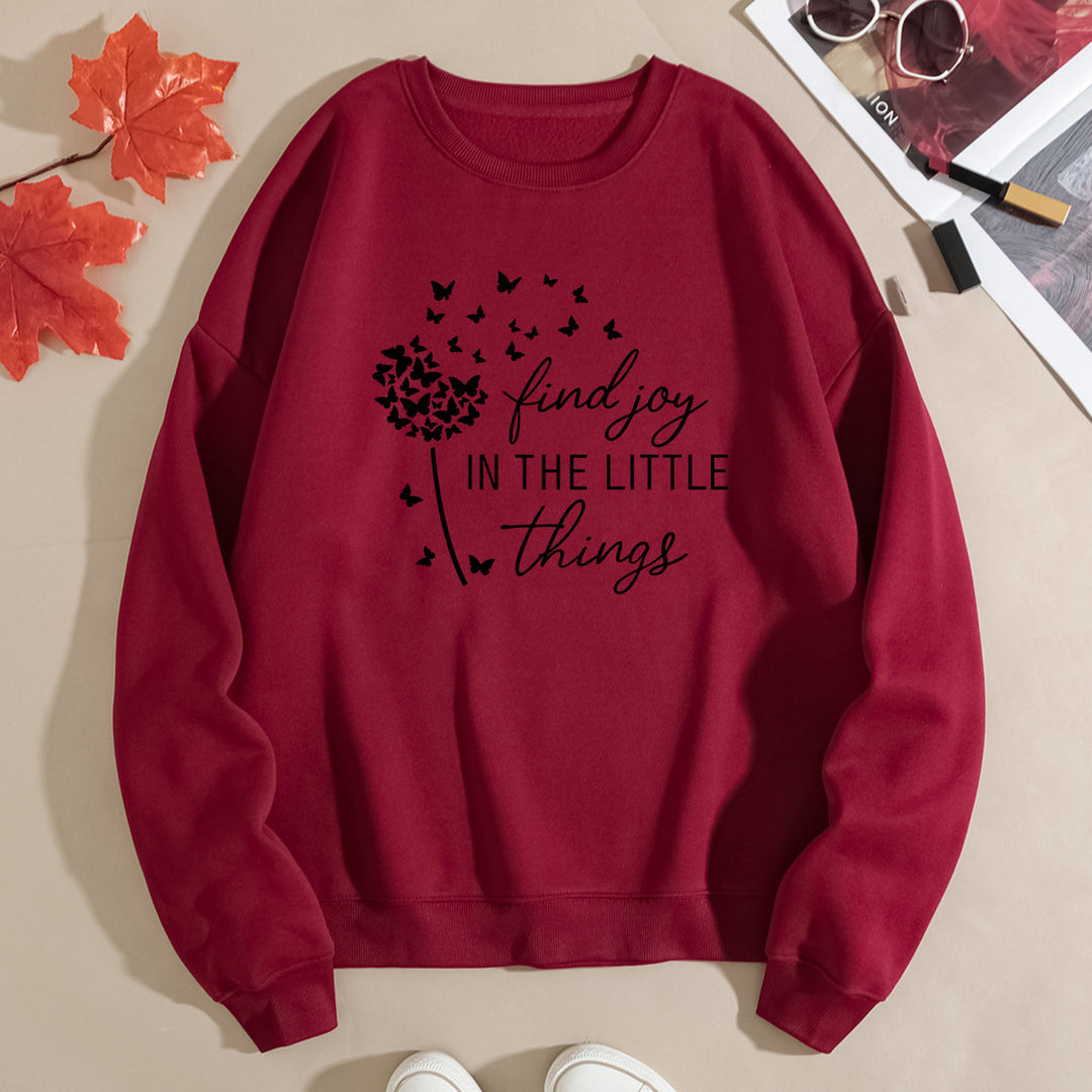Damen Sweatshirt mit motivierendem Spruch und floralem Aufdruck Drune