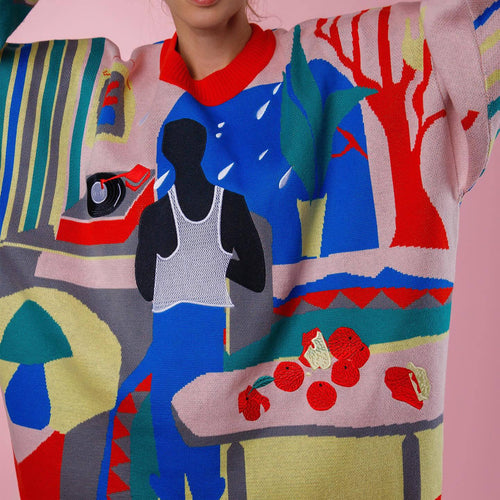 Damen kreativer Pullover mit einzigartigem Kunst-Design Drune