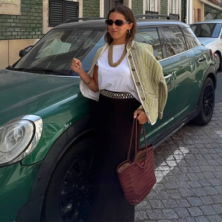 Damen leichte Steppjacke mit modischem Streifenmuster Drune