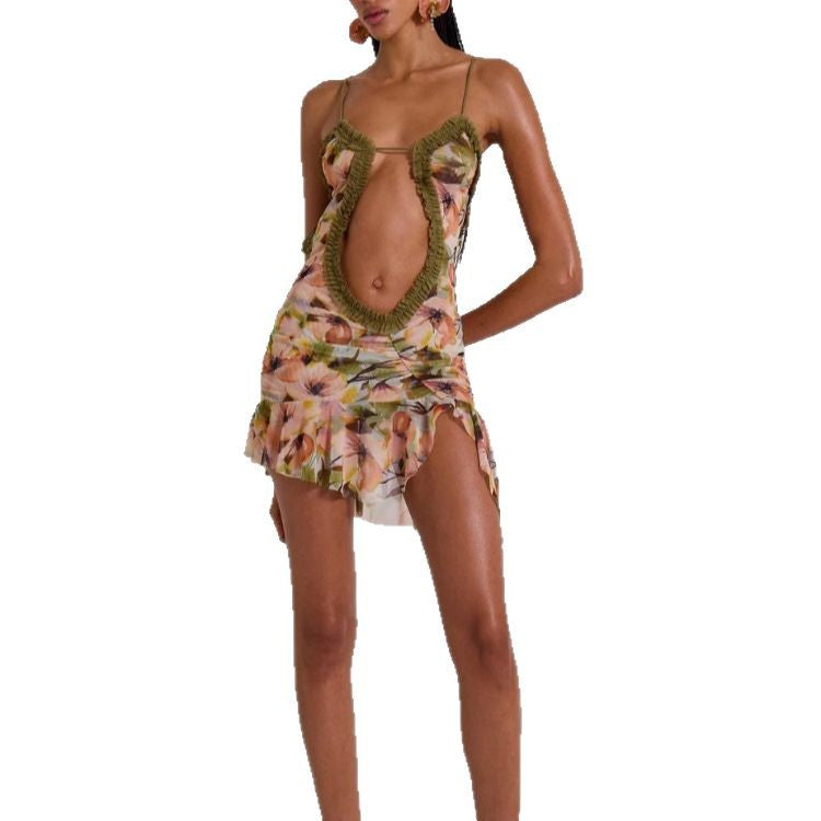 Damen Sommerliches Minikleid mit Raffungen und asymmetrischem Saum Drune