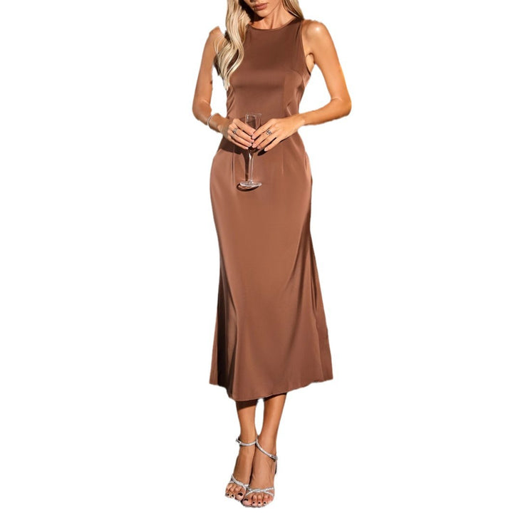 Damen Elegantes Satin-Maxikleid mit zeitlosem Schnitt Drune