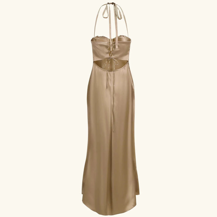 Damen Abendkleid mit tailliertem Oberteil und raffinierten Falten Drune