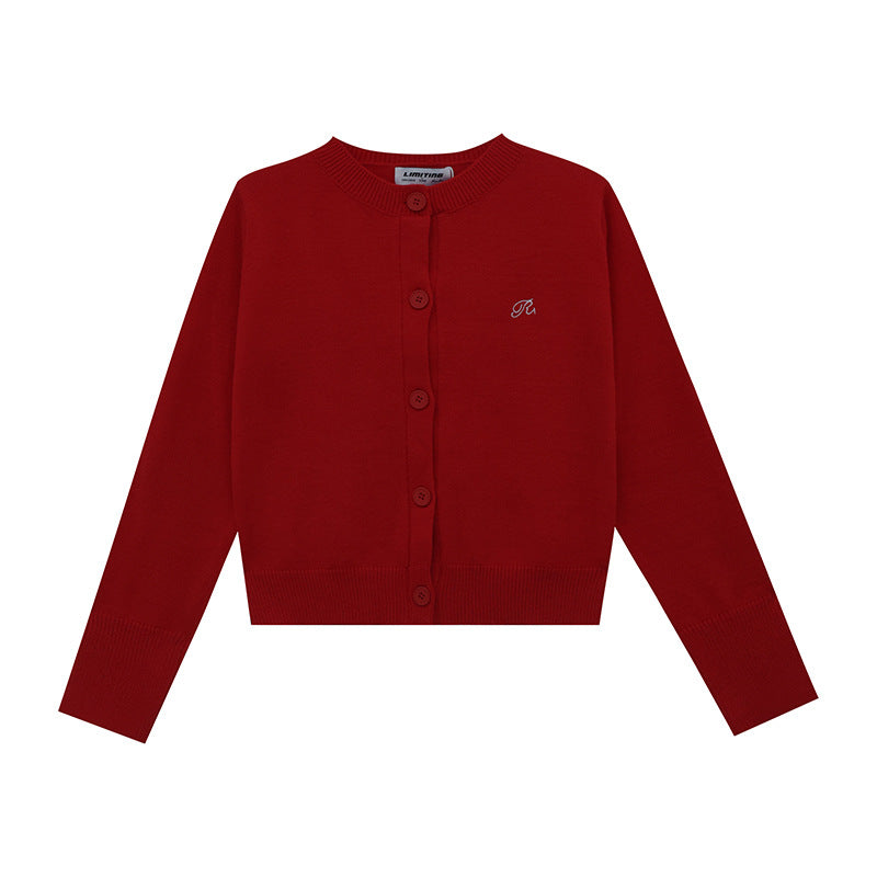 Damen Strickjacke mit feinem Rippenmuster und kontrastierenden Knopfdetails Drune