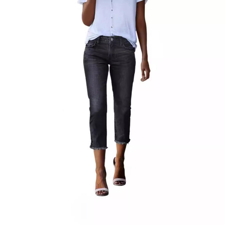 Damen zeitlose Jeans im modernen Schnitt mit cropped Bein Drune