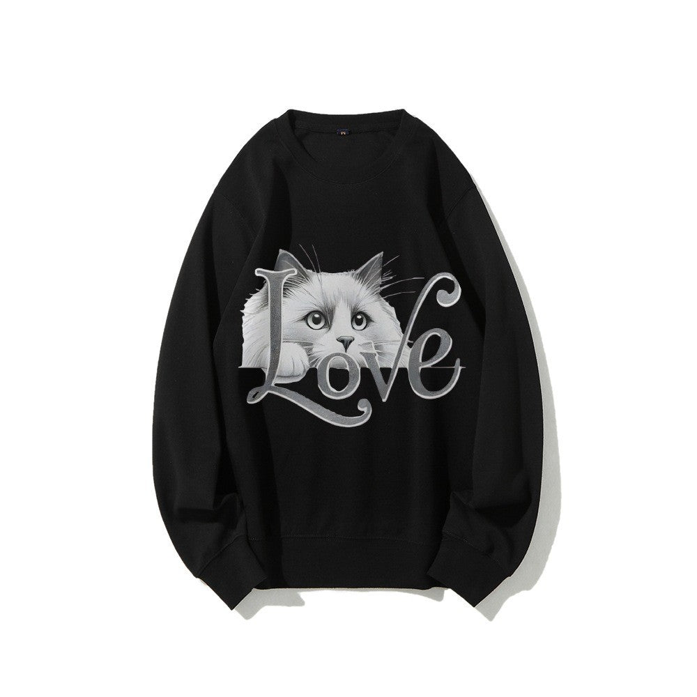 Damen Sweatshirt mit verspieltem Katzenmotiv und lässigem Schnitt Drune
