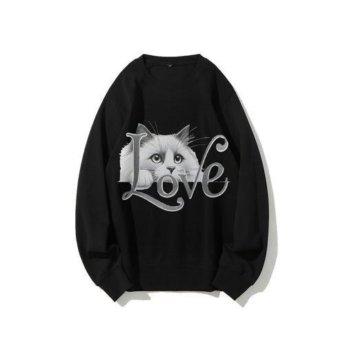 Damen Sweatshirt mit verspieltem Katzenmotiv und lässigem Schnitt Drune