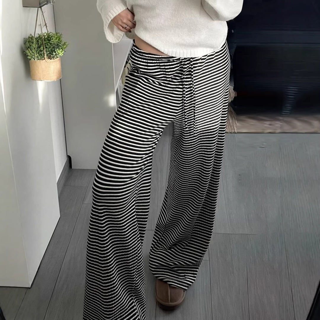 Damen Lässige Lounge-Hosen mit elastischem Bund und feinem Streifenmuster Drune