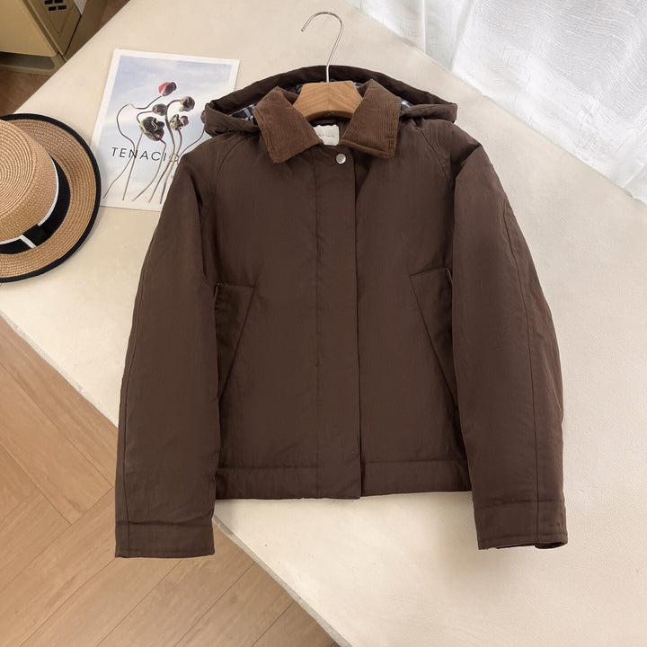 Damen modische und funktionale Kurzjacke mit Kapuze Drune