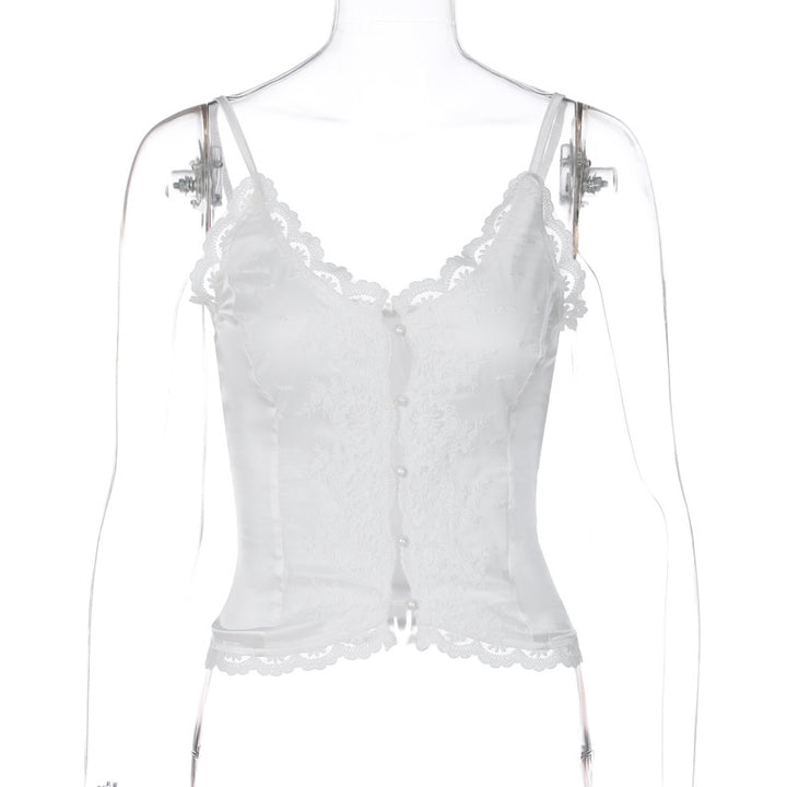 Damen Spitzen-Corsage mit eleganter Knopfleiste Drune