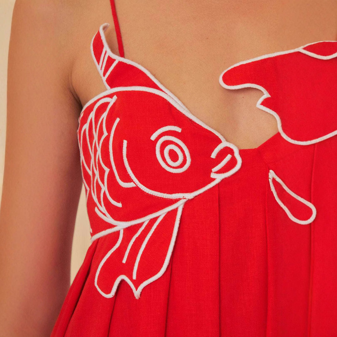 Damen Maxikleid mit kreativem Fischdesign Drune