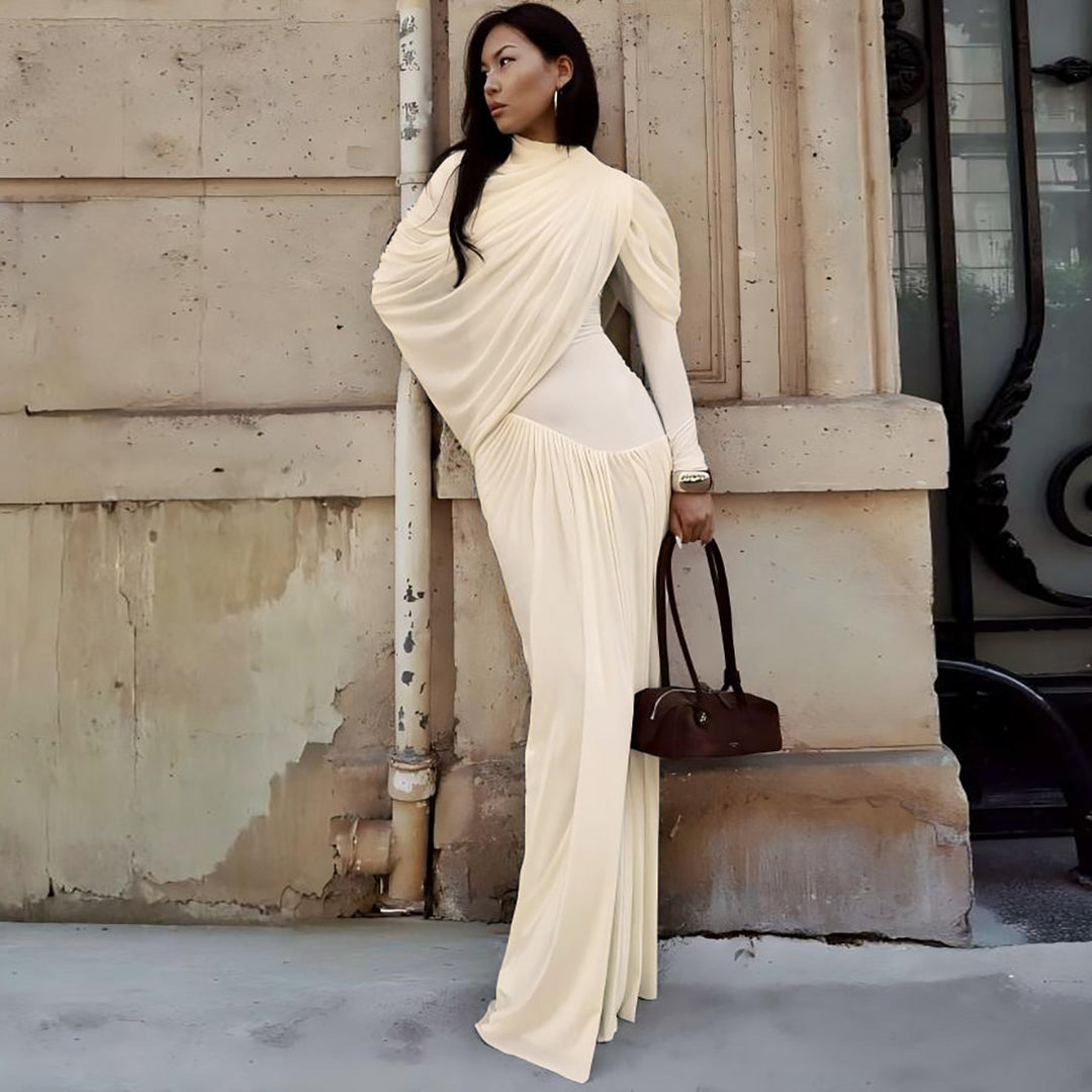 Damen Maxikleid mit innovativer Drapierung und elegantem Stoff Drune
