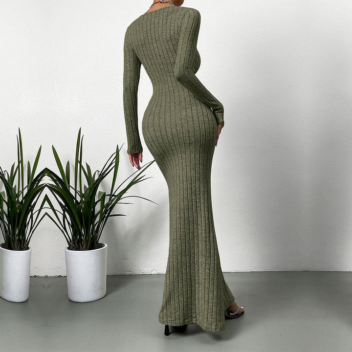 Damen Langarm Maxikleid im eleganten Rippdesign Drune