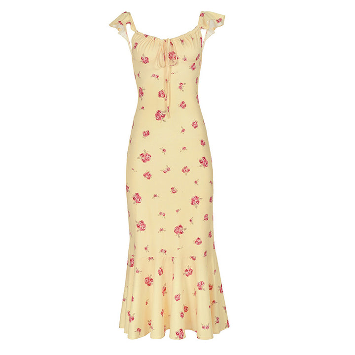 Damen Maxikleid mit raffiniertem Volant und floralem Muster Drune
