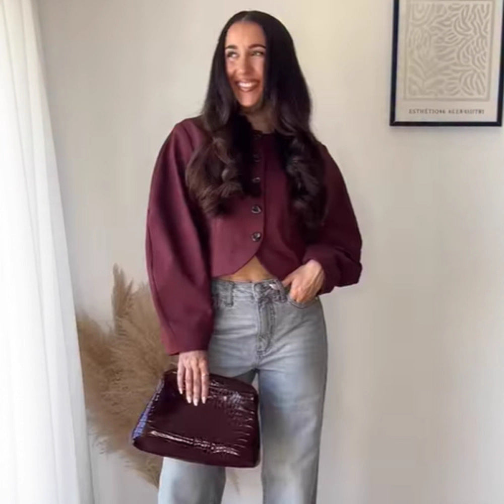 Damen Modische Jacke mit voluminösen Ärmeln Drune