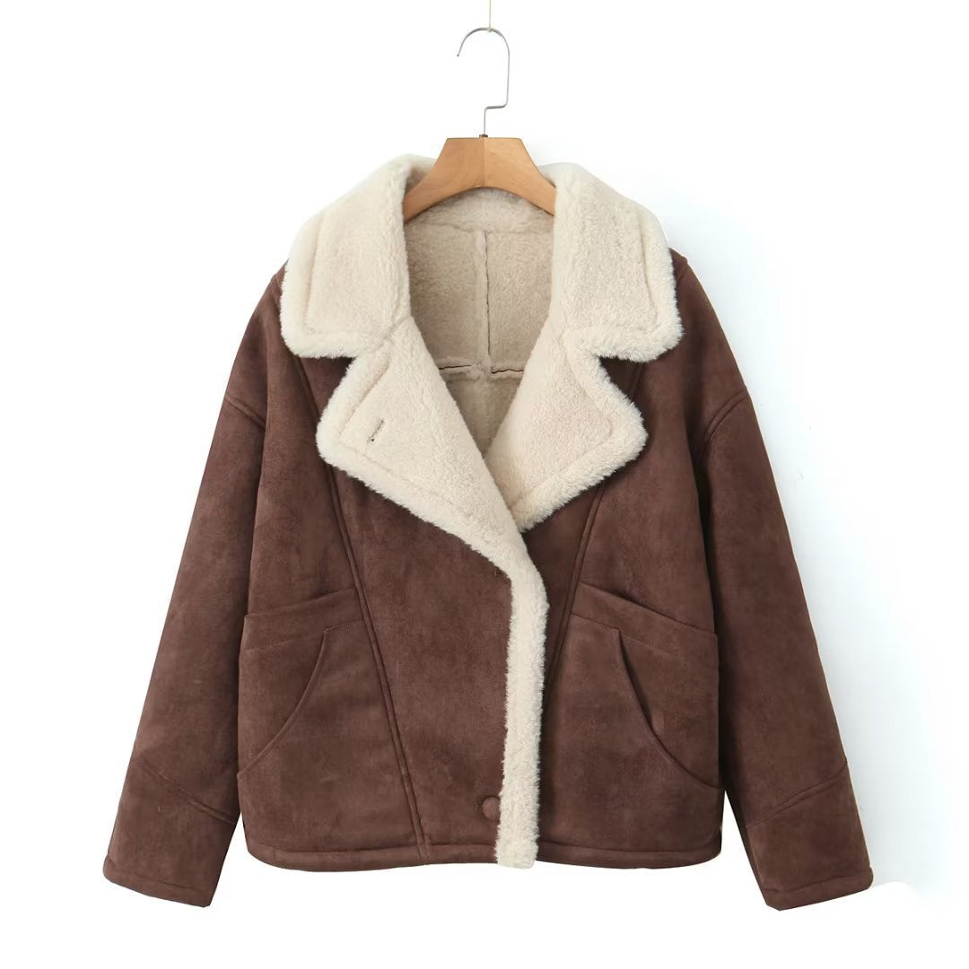 Damen Oversized-Winterjacke mit Plüsch Drune