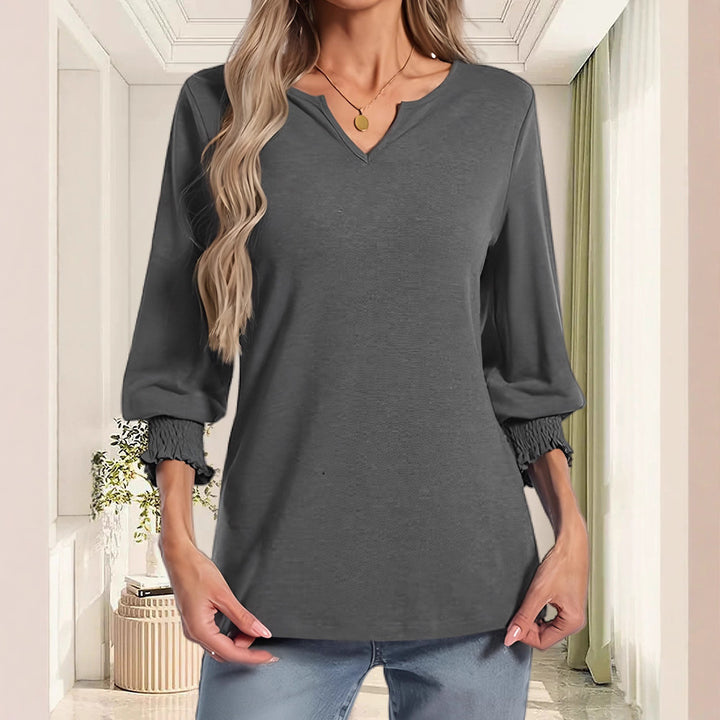 Damen lässiges Blusenshirt mit elastischen Ärmelbündchen Drune