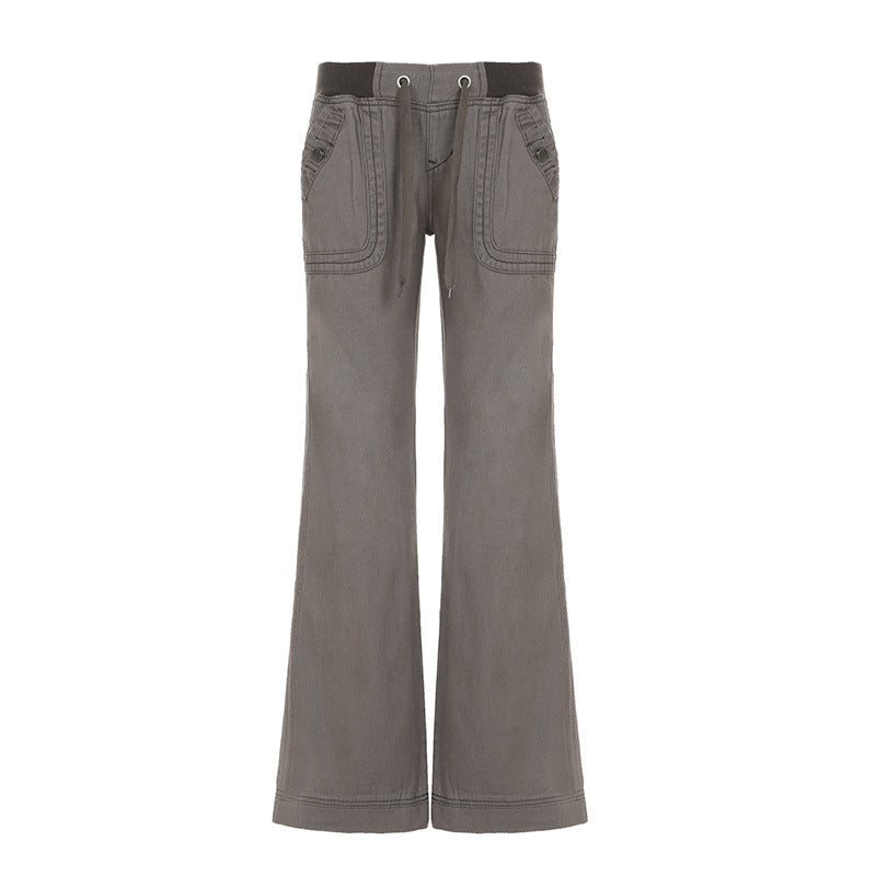 Damen Flared Pants mit modischem Taillengürtel Drune