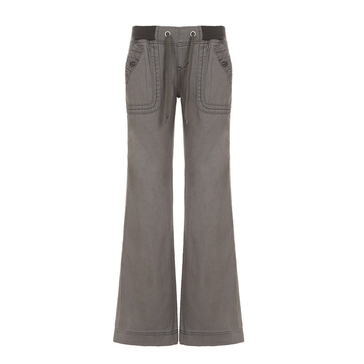 Damen Flared Pants mit modischem Taillengürtel Drune