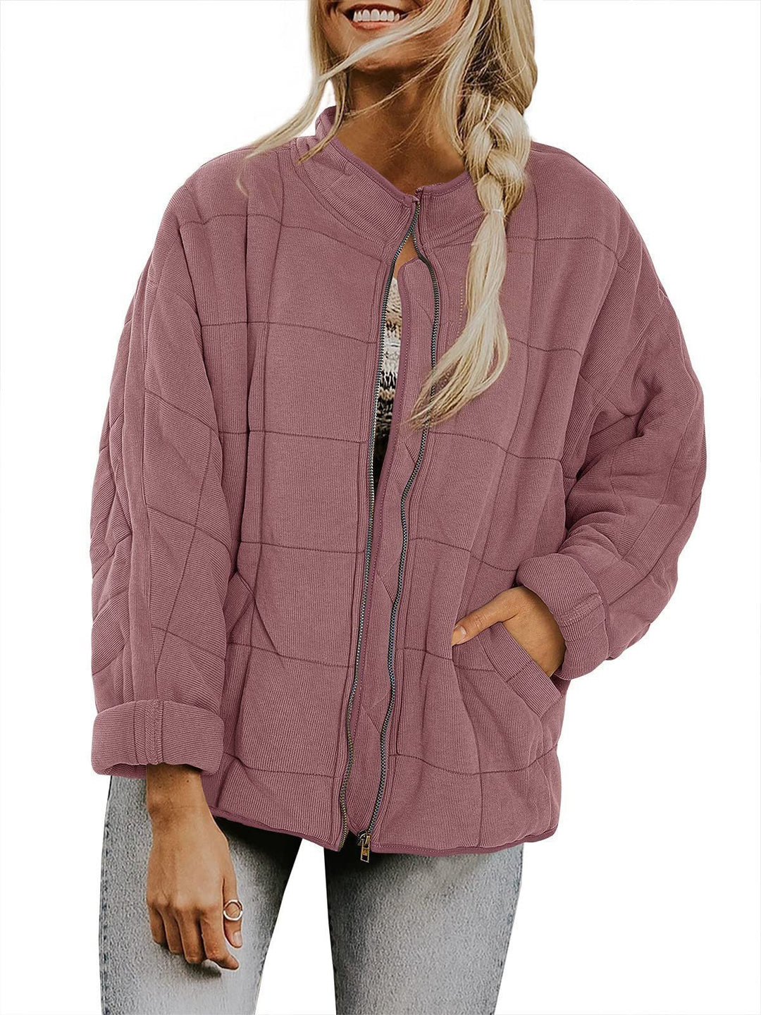 Damen Steppjacke mit hochschließendem Kragen und praktischen Tasche Drune