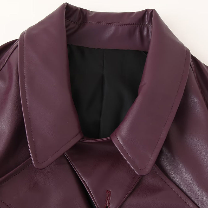 Damen Lederimitat Bikerjacke mit asymmetrischem Schnitt und praktischen Taschen Drune