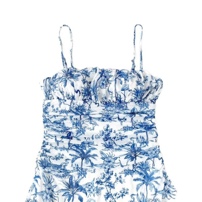 Damen Sommerliches Minikleid mit floralem Muster und Trägerdetails Drune