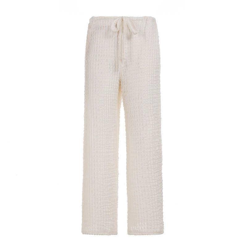 Damen Komfortable Palazzo-Hose mit elastischem Bund und strukturiertem Design Drune
