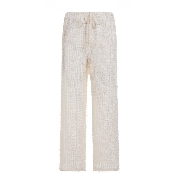 Damen Komfortable Palazzo-Hose mit elastischem Bund und strukturiertem Design Drune