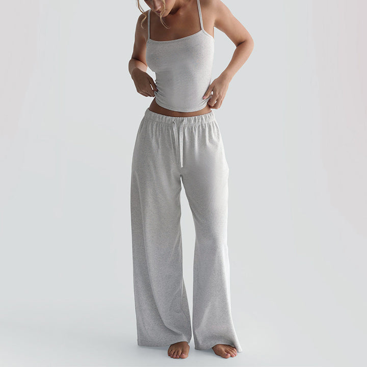 Damen Gemütliches und stylisches Lounge-Set mit weitem Bein und Trägeroberteil Drune