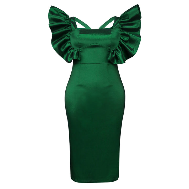 Damen Elegantes Maxikleid mit voluminösen Rüschenärmeln Drune