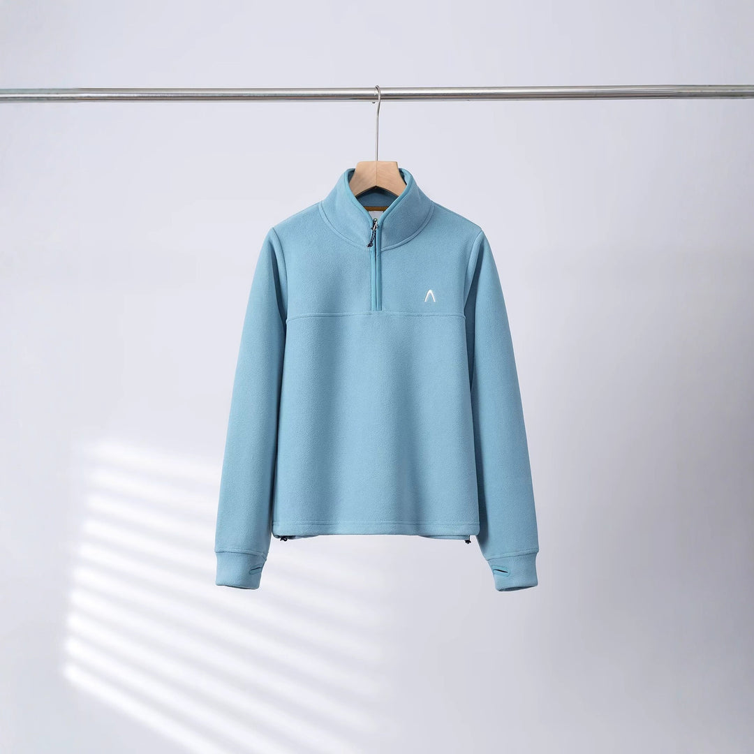 Damen Fleece-Pullover mit halbem Reißverschluss und elastischen Bündchen Drune