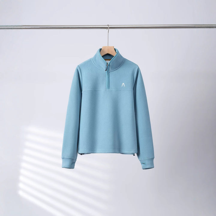 Damen Fleece-Pullover mit halbem Reißverschluss und elastischen Bündchen Drune