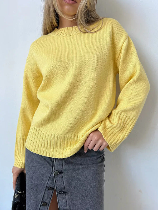 Damen eleganter Pullover mit weitem Schnitt und strukturierten Ärmeln Drune