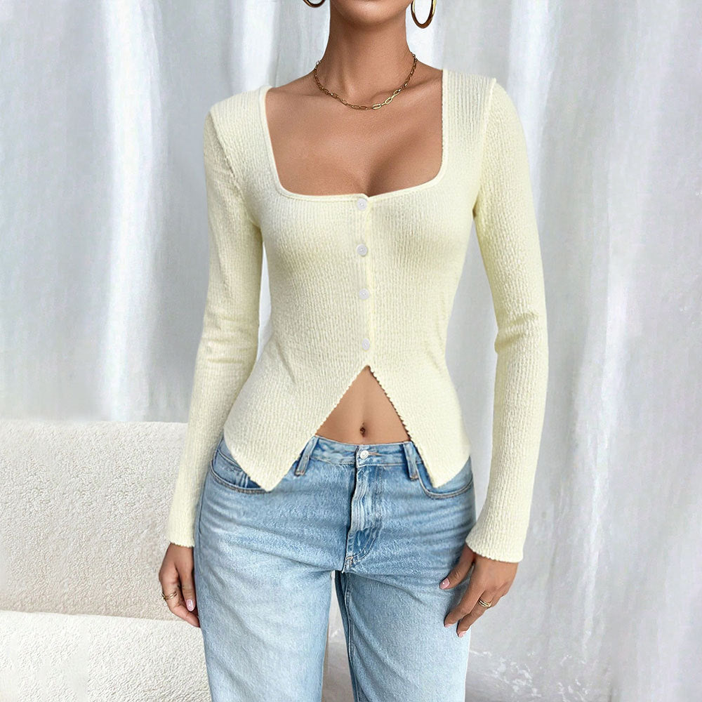 Damen Langarm-Cardigan mit lässigem Schnitt und dekorativen Knöpfen Drune