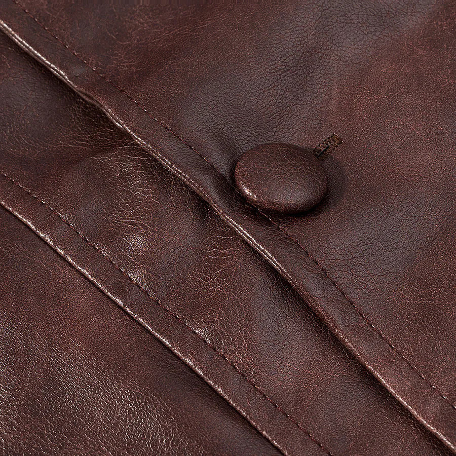 Damen modische Kunstlederjacke mit einzigartigem Schnitt und eleganten Taschen Drune