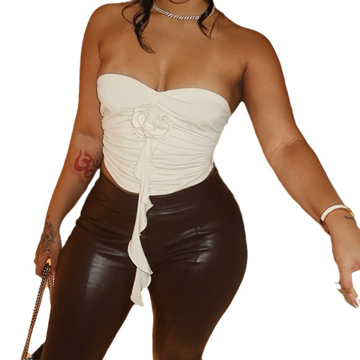 Damen Bustier-Oberteil mit raffiniertem Rüschendesign und eleganter Rosendekoration Drune