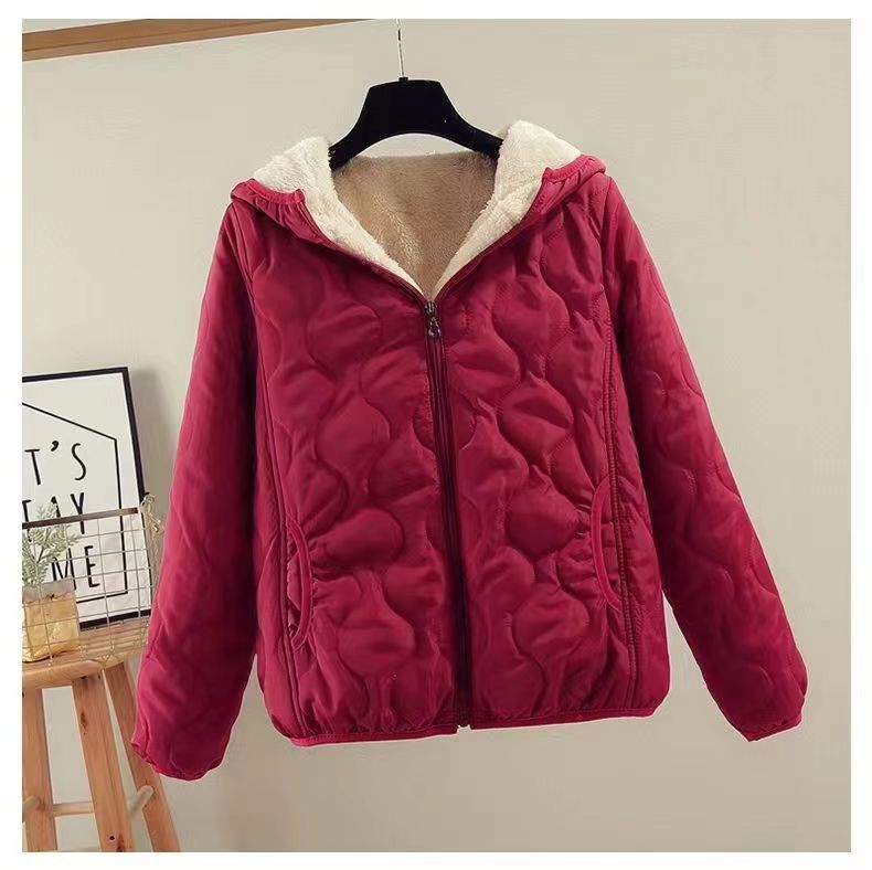 Damen gesteppte Winterjacke mit Kapuze Drune