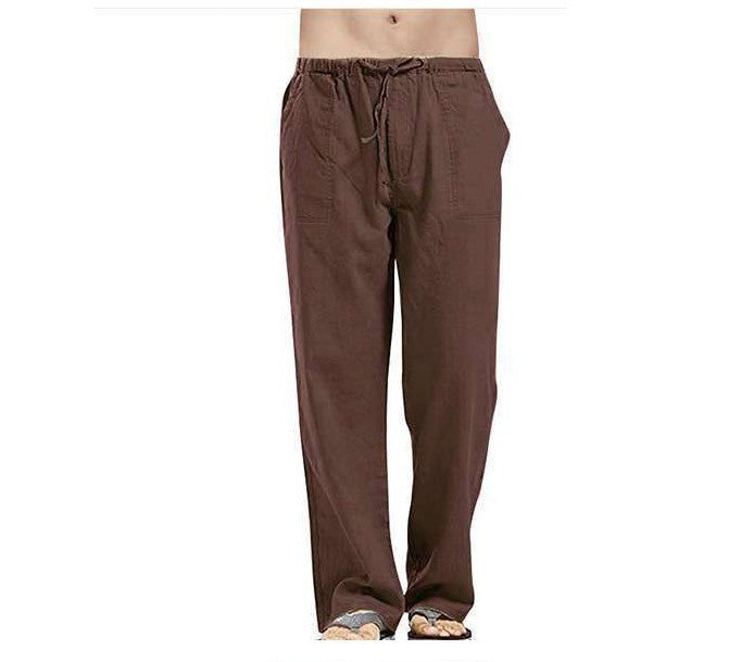 Herren nan lockere Leinenhose mit Tunnelzugbund und geradem Bein Drune