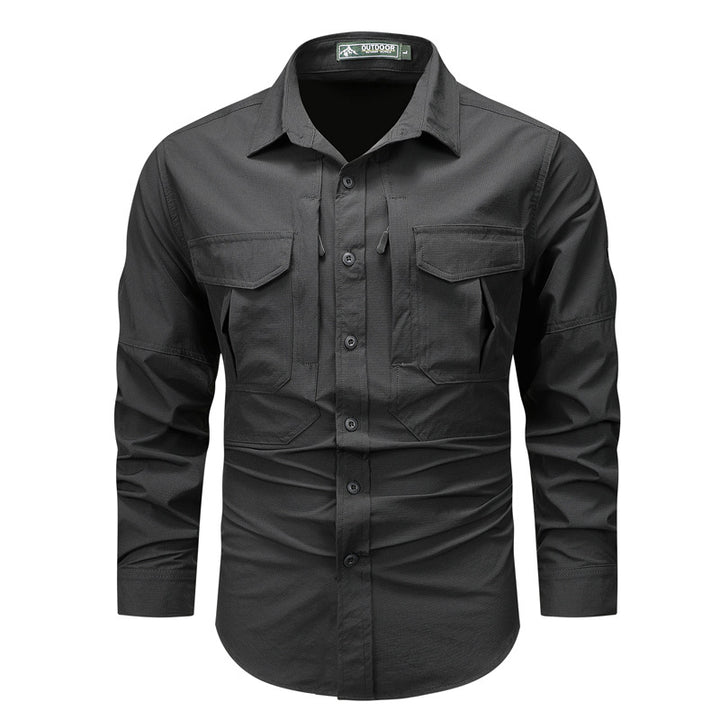 Herren nan strukturiertes Overshirt aus atmungsaktivem Ripstop mit zwei Klappbrusttaschen Drune