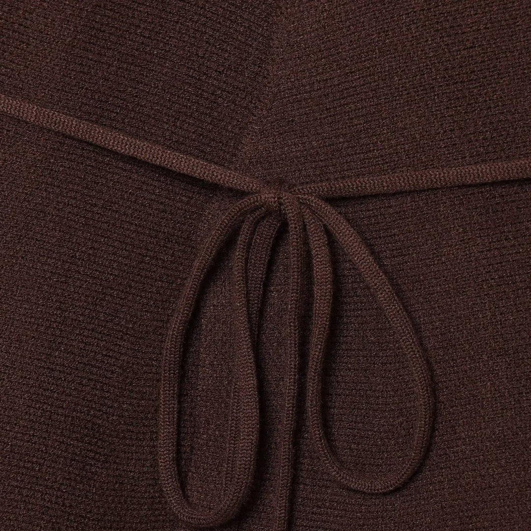 Damen elegante Strickjacke mit tailliertem Schnitt und Bindegürtel Drune