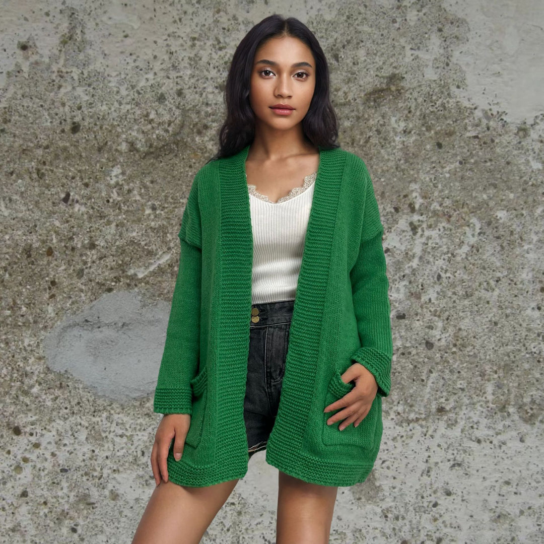 Damen Strickjacke mit großen Taschen und lässigem Schnitt Drune