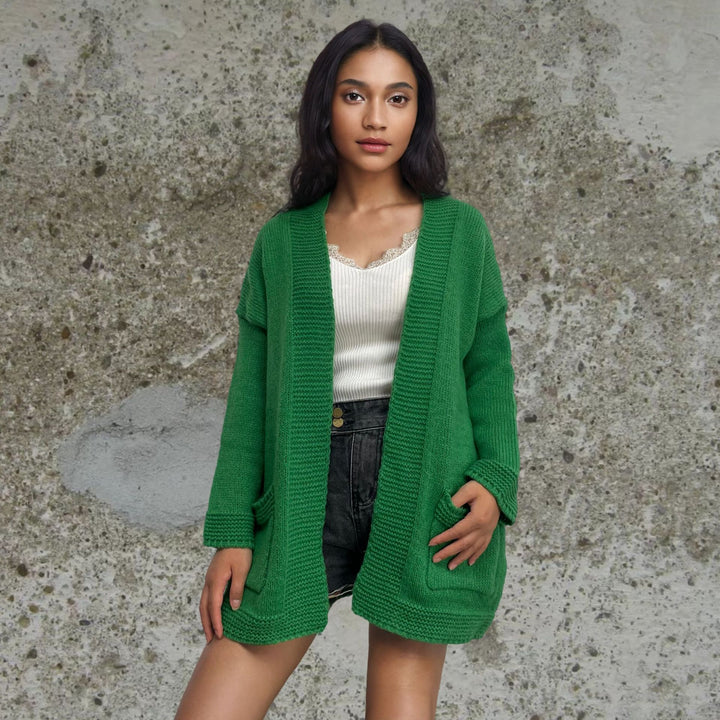 Damen Strickjacke mit großen Taschen und lässigem Schnitt Drune