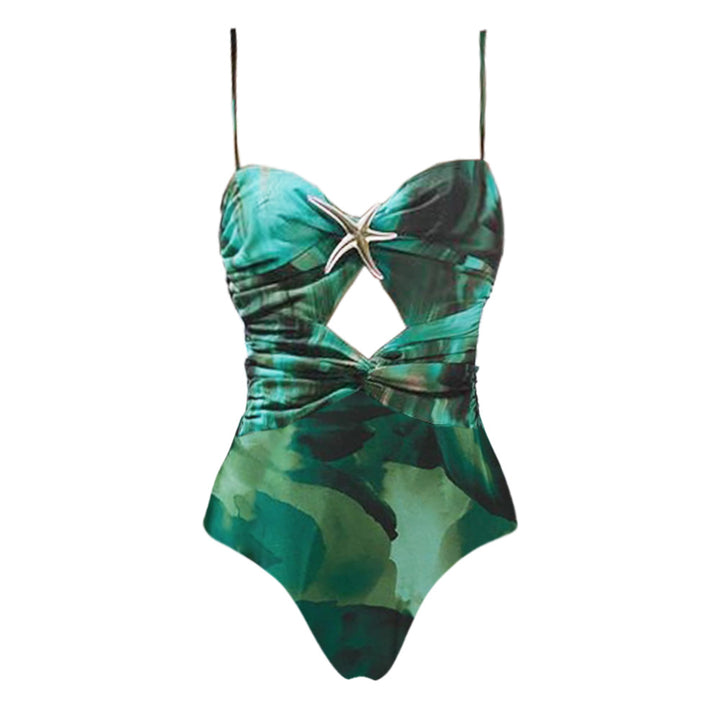 Damen Einteiliger Badeanzug mit raffinierter Cut-Out-Optik und dekorativem Schmuck Drune