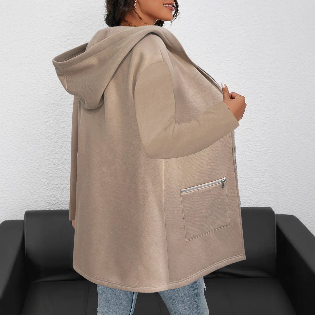 Damen lässige Langjacke mit praktischem Reißverschluss und seitlichen Taschen Drune