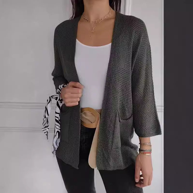 Damen lässige Strickjacke mit praktischen Taschen Drune