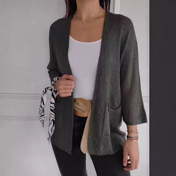 Damen lässige Strickjacke mit praktischen Taschen Drune
